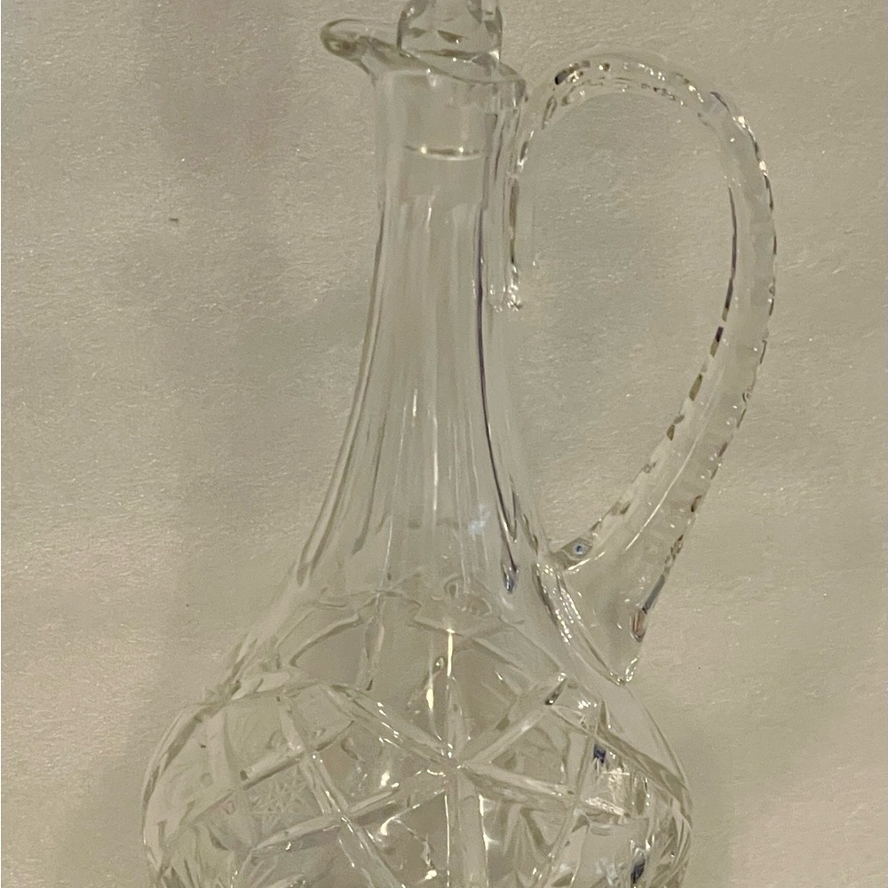 Danish / Holmegaard Glass Decanter Ewer with Handle & Stopper Clear 12”